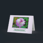Pink & White Dahlia/Happy Birthday, My Friend Card<br><div class="desc">Pretty Pink and White Dahlia with customizable text.</div>