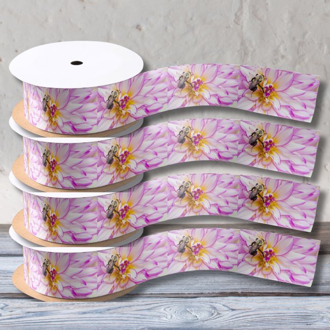 Pink & White Dahlia With Bumble Bee Ribbon (Creator Uploaded)