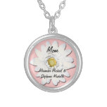 Pink/White Daisy Personalized Mom Silver Plated Necklace