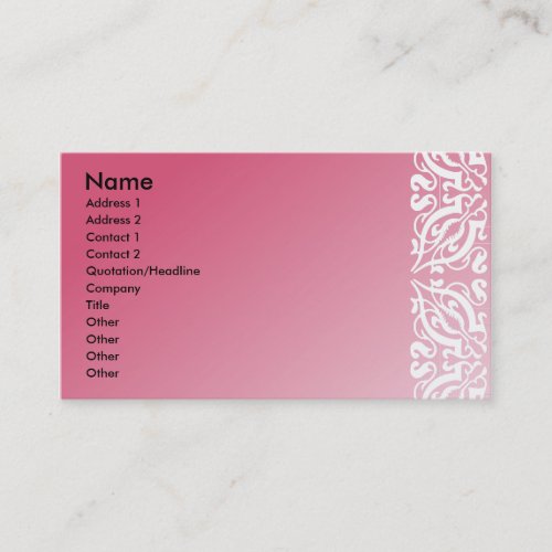 Pink  white damask business card