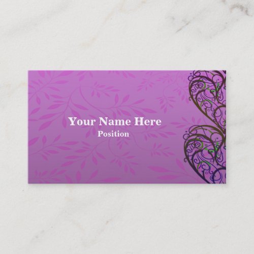 Pink White Damask Business Card