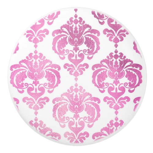 Pink  White Damask Elegant Bedroom Dresser Ceramic Knob