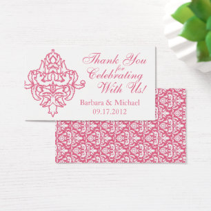 Pink & White Damask Wedding Favor Gift Tags