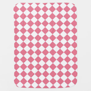 Pink White Diamond Checker Pattern Baby Blanket