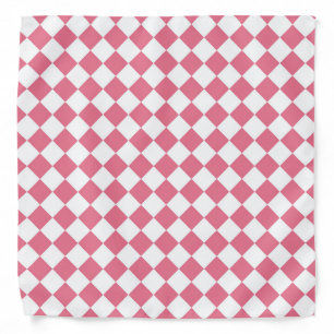 Pink White Diamond Checker Pattern Bandana