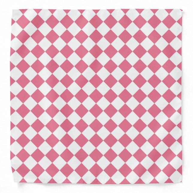 Pink White Diamond Checker Pattern Bandana (Front)