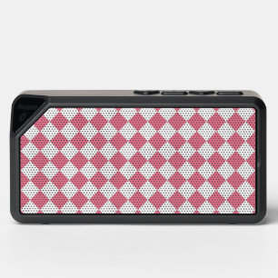 Pink White Diamond Checker Pattern Bluetooth Speaker