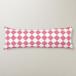 Pink White Diamond Checker Pattern Body Pillow
