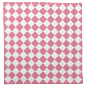Pink White Diamond Checker Pattern Cloth Napkin