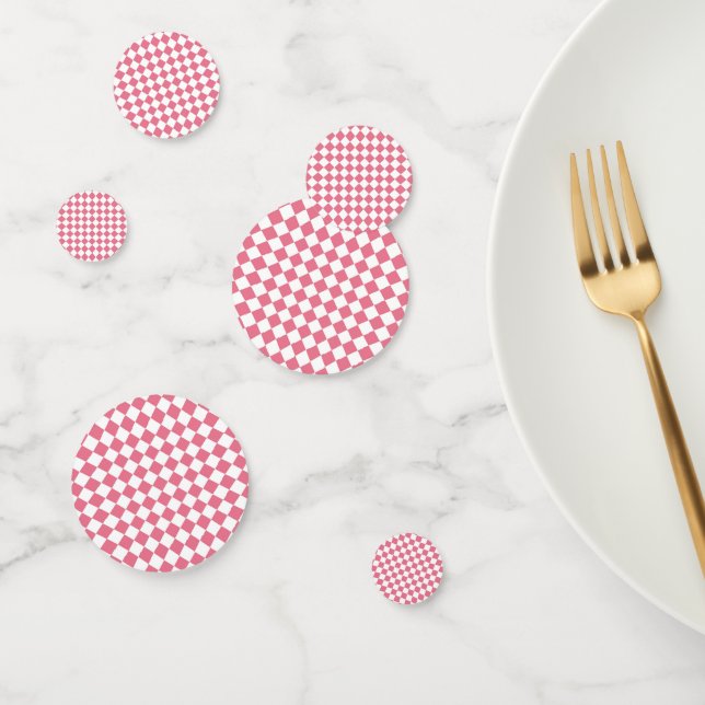 Pink White Diamond Checker Pattern Confetti (Group)