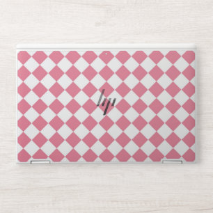 Pink White Diamond Checker Pattern HP Laptop Skin