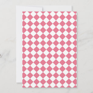 Pink White Diamond Checker Pattern Invitation