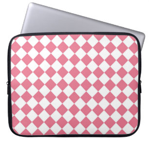 Pink White Diamond Checker Pattern Laptop Sleeve