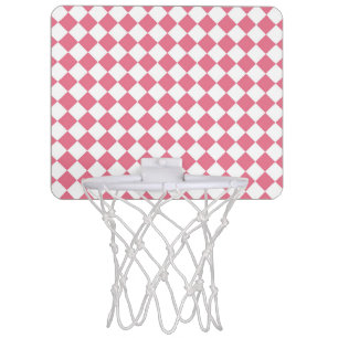 Pink White Diamond Checker Pattern Mini Basketball Hoop