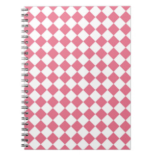 Pink White Diamond Checker Pattern Notebook
