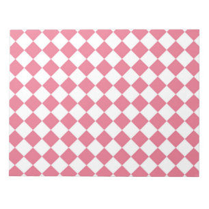 Pink White Diamond Checker Pattern Notepad