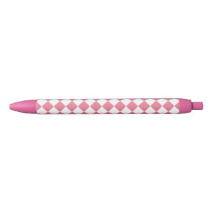 Pink White Diamond Checker Pattern Pen