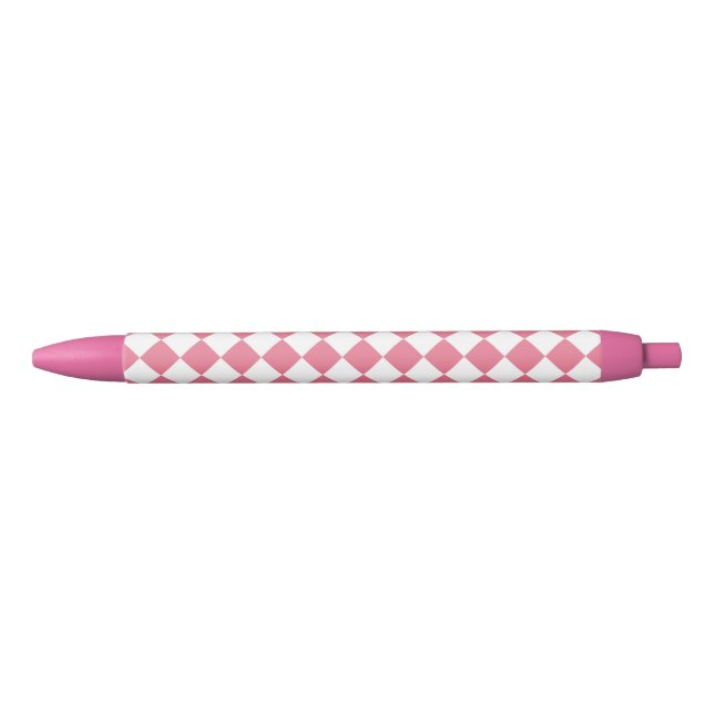 Pink White Diamond Checker Pattern Pen (Front)
