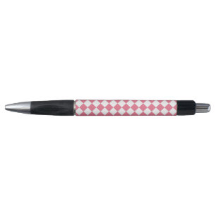 Pink White Diamond Checker Pattern Pen