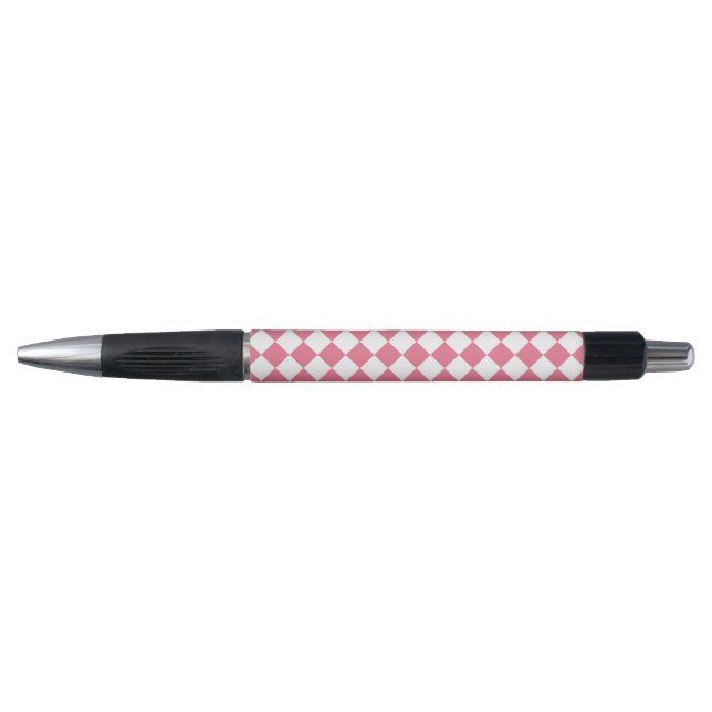 Pink White Diamond Checker Pattern Pen (Front)