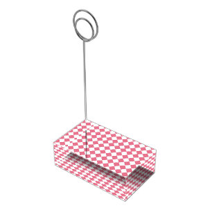 Pink White Diamond Checker Pattern Place Card Holder