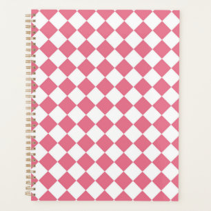 Pink White Diamond Checker Pattern Planner