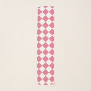 Pink White Diamond Checker Pattern Scarf