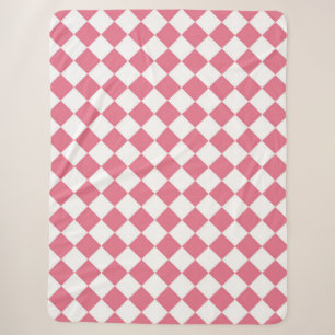 Pink White Diamond Checker Pattern Sherpa Blanket