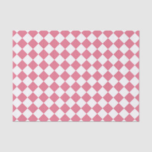 Pink White Diamond Checker Pattern Tissue Paper