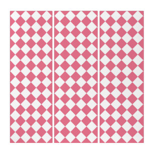 Pink White Diamond Checker Pattern Triptych