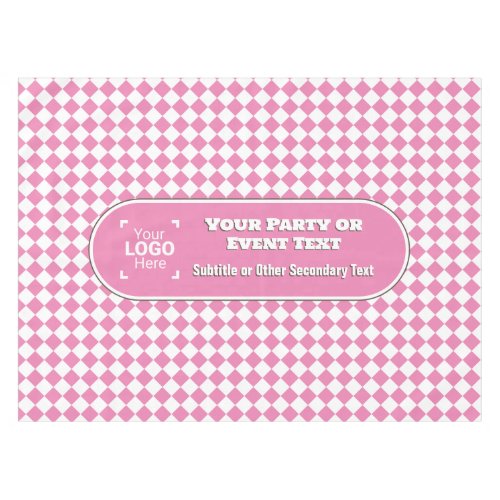 Pink  White Diamond DIY Central Text  Logo Party Tablecloth