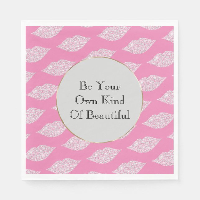 Pink White Diamond Lips Napkins (Front)