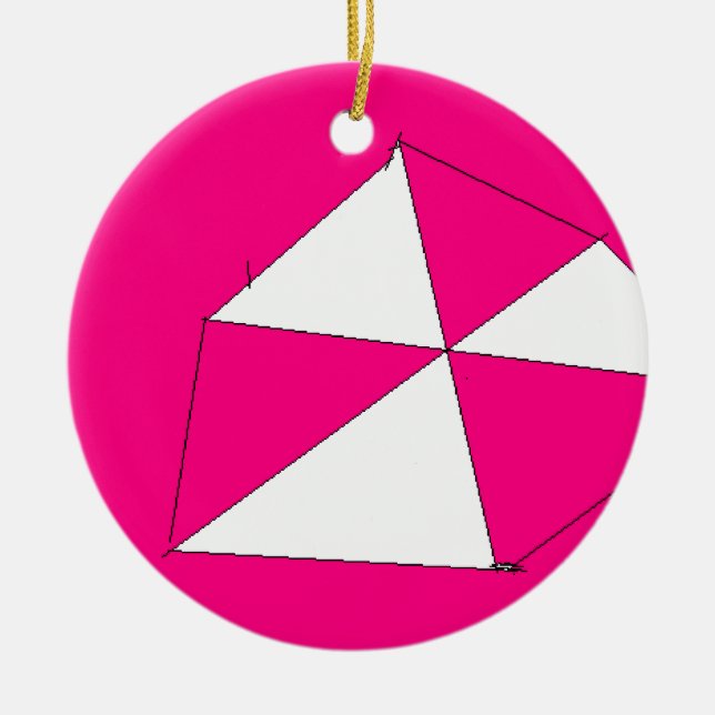 Pink White Digital Painting, Kids Art Ceramic Ornament (Front)