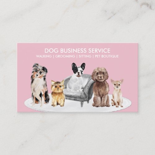 Pink White Dog Behaviorist Business Card