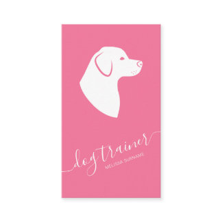 Pink & White Dog Silhouette Modern Dog Trainer Business Card