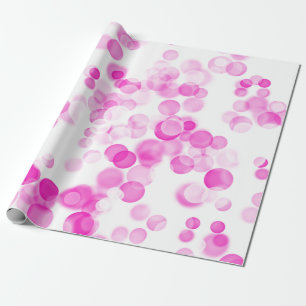 Pink White Dots Bubbles Bokeh Effect Wrapping Paper