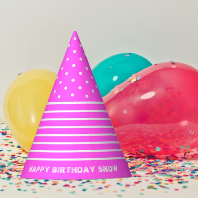 Pink, White Dots, Stripes Party Hat (Creator Uploaded)
