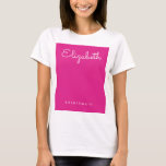 Pink White Elegant Bachelorette Womens Bridesmaid T-Shirt<br><div class="desc">Custom Add Image Text Here Clothing Apparel Template Personalized Front Design Print Women's Pink White Bachelorette Bridesmaid Basic T-Shirt.</div>