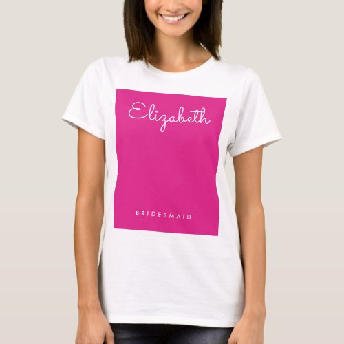 Pink White Elegant Bachelorette Womens Bridesmaid T_Shirt