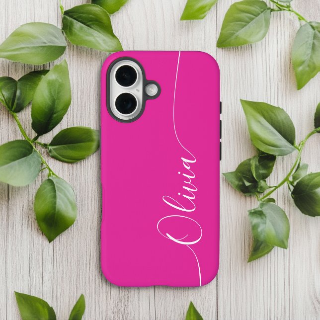 Pink White Elegant Calligraphy Script Name Case-Mate iPhone Case (Creator Uploaded)