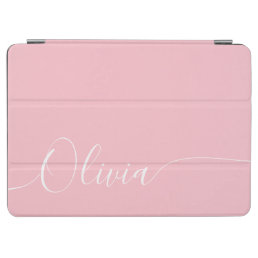Pink White Elegant Calligraphy Script Name iPad Air Cover