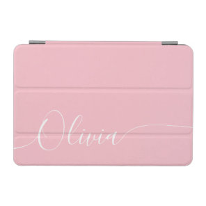 Pink White Elegant Calligraphy Script Name iPad Mini Cover