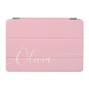 Pink White Elegant Calligraphy Script Name iPad Mini Cover