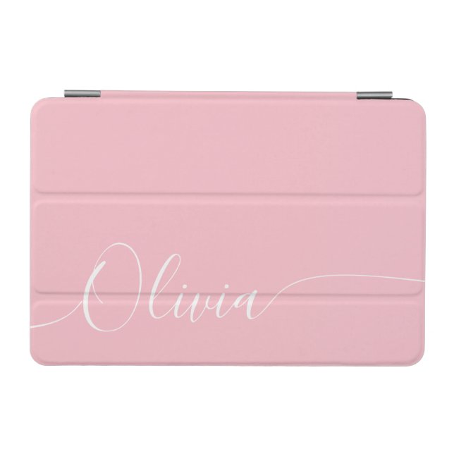 Pink White Elegant Calligraphy Script Name iPad Mini Cover (Horizontal)