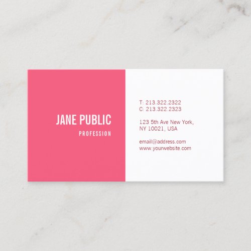 Pink White Elegant Minimalist Modern Template Business Card