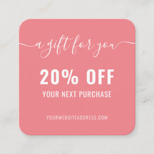 Pink White Elegant QR Code Loyalty Business Promo Discount Card