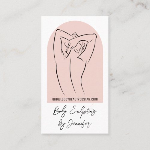 Pink White Elegant Woman Body Sculpting Business Card