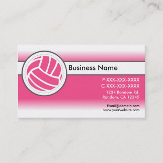 Pink white fade volleyball business cards