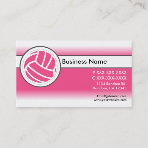 Pink white fade volleyball business cards