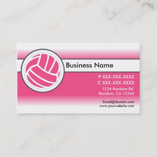 Customizable Pink white fade volleyball business cards